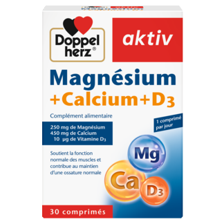Illustration of the product packaging Doppelherz aktiv Magnésium + Calcium + D₃ front view